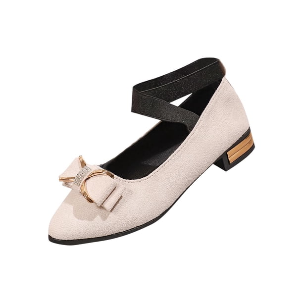 Zapatos de Tacón Bajo Strass Bow Mary Jane Sandalias, Zapatos Casuales de las Mujeres Más Tamaño Terciopelo Correa Crisscross Primavera Verano