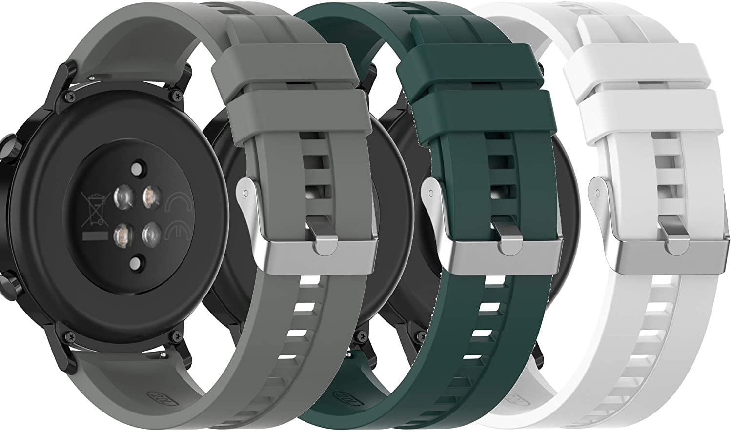 Band Compatible with Huawei Watch GT2 42mm/Samsung Galaxy Watch Active 2  40mm 44mm/Galaxy Watch Active 40mm, 20MM Silicone Replacement Wristband  Strap, 3 Pack (Gray\u0026White\u0026Green) | Walmart Canada