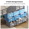 thumbnail image 2 of Twin Size Low Loft Bed with 9 Storage Drawers and LED Lights, Metal Loft Bed with Under-Bed Hideaway, Gray, 2 of 12