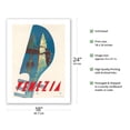 thumbnail image 2 of Venezia (Venice) Italy - Gondola Tail San Marco Piazza in background - Vintage Travel Poster c.1949 - Bamboo Fine Art 290gsm Paper Print (Unframed) 18x24in, 2 of 4