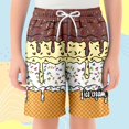 thumbnail image 2 of LIIPEE Girls Boys Baseball Shorts Waffle Ice Cream Printed Elastic Waist Drawstring Shorts With Pockets Toddler Classic Birthday Shorts,Brown,2-3 Years, 2 of 4