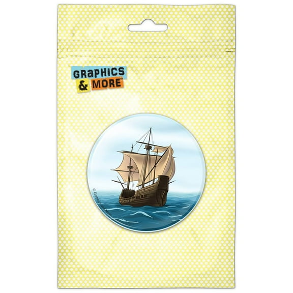 Pirate Ship Sail Boat Ocean Pinback Button Pin Badge