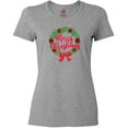 thumbnail image 3 of Inktastic Merry Christmas Wreath with Red Bow and Ornaments Women's T-Shirt, 3 of 5