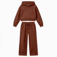 thumbnail image 6 of Zuwimk Toddler Boy Girls Sweatsuit Long Sleeve Hoodie Sweatshirt and Jogger Pants 2PC Sets Fall Clothes Outfit(T044-Brown), 6 of 6