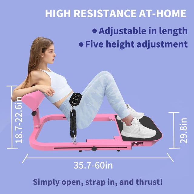 Kojooin Hip Thrust Machine for Home Gym, Adjustable Glute Training Machine with Resistance Bands for Lower Body Workouts