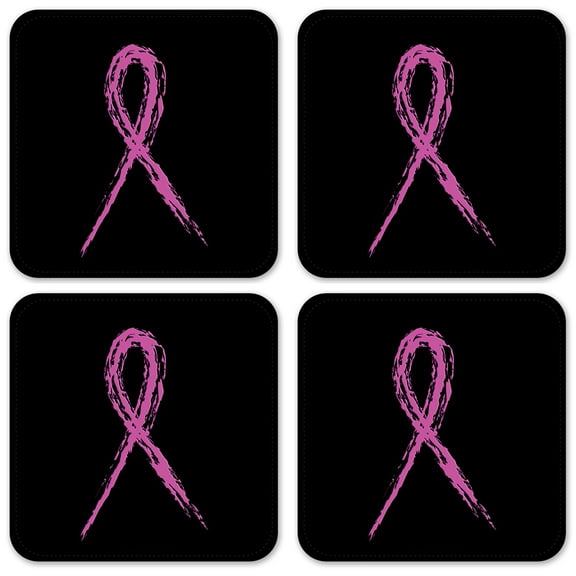 Vinyl Drink Coasters - Set of 4 - Breast Cancer Awareness - Pink Logo