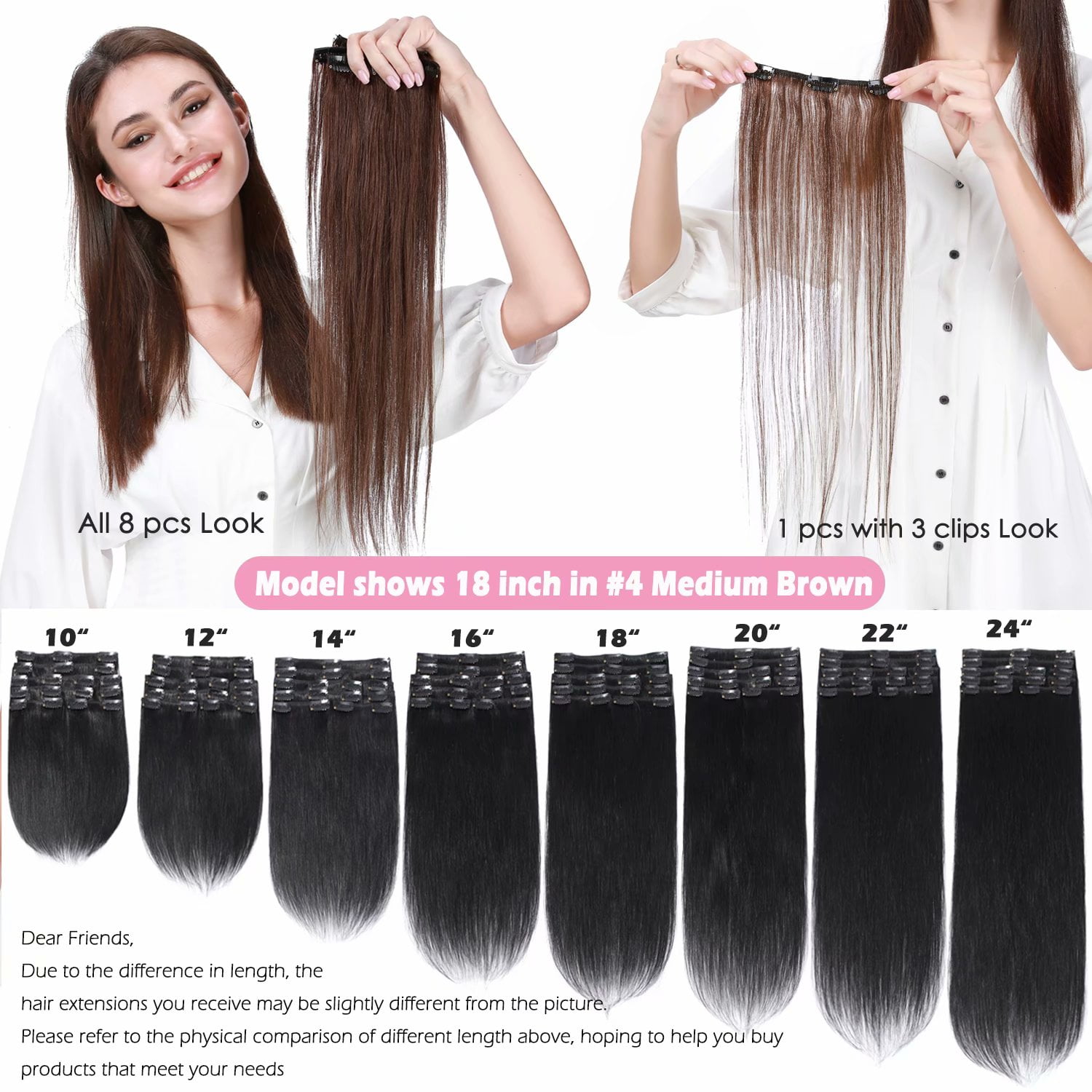 Benehair Human Hair Extensions Clip In Hair Extension Full Head Remy Hair  Bleach Blonde for Women Straight 8"-24" - Walmart.com