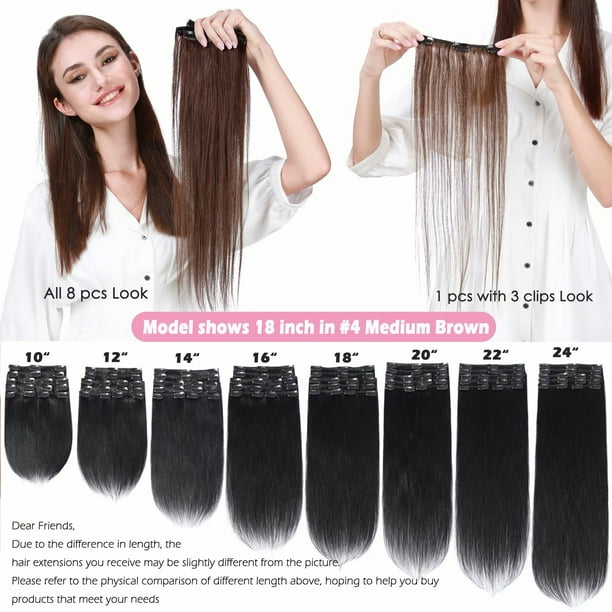 Benehair 100% Real Remy Human Hair Extensions Clip In 8Pcs  display picture 2