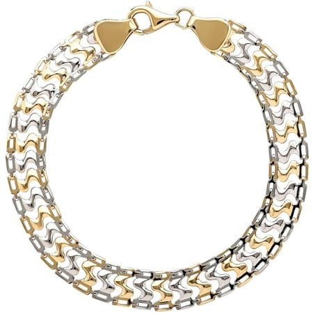 Simply Gold 10kt Yellow Gold with Rhodium S Shape Links Bracelet