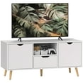 thumbnail image 1 of HOMCOM Meuble Télé avec Rangement, Table Télé pour Télé jusqu'à 50 Pouces, Blanc, 1 of 10