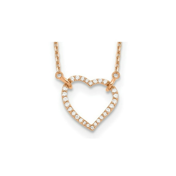 1/5 Carat (Ctw VS, D-E-F) Lab-Grown Diamond Open Heart Pendant Necklace 14K Rose Gold with Chain for Women