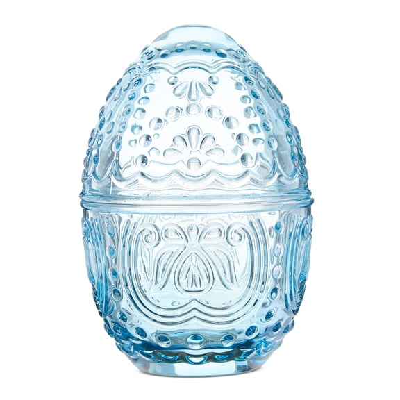 Glass Egg Candy Dish, Blue, 8", Easter by Way To Celebrate