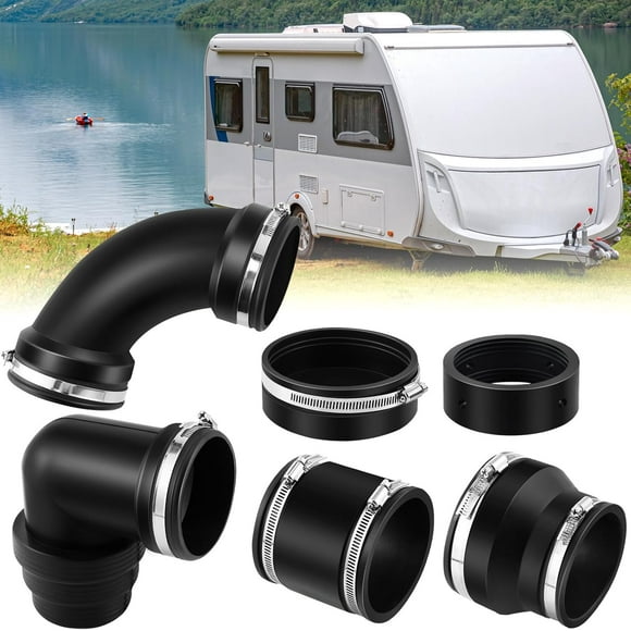 6 Pcs RV and Camper Sewer Waste Plumbing Connection System Kit Compatible with 3" PVC Pipe RV Sewer Adapter RV Sewer Hose Fittings