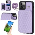thumbnail image 1 of Case for iPhone 12 Pro Max 6.7", Detachable Crossbody Strap Wallet Case with Card Slots, Stand Ring Flip PU Leather Protective Cover Lanyard for Women for iPhone 12 Pro Max, Purple, 1 of 7