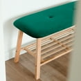 thumbnail image 4 of Tufted Fabric Bench Ottoman Bench, Dark Green, 4 of 7