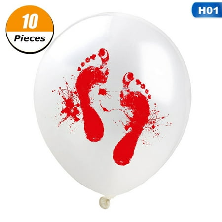 Fancyleo 12 Inch Blood Handprint Blood Footprint Latex Balloon Halloween Party Decoration