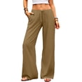 thumbnail image 6 of Wide Leg Palazzo Pants for Women Drawstring Elastic Waist Solid Pants Causal Summer Beach Vacation Pants, S, 6 of 6