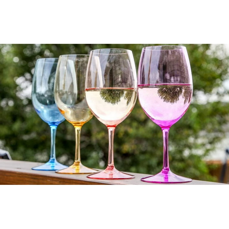 Lily's Home Unbreakable Acrylic Wine Glasses, Made of Shatterproof Tritan  Plastic and Ideal for Indoor and Outdoor Use, Reusable (Multi - Light) 