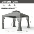 thumbnail image 4 of INTER HUT 10x10 Metal Patio Gazebo, Outdoor Gazebo Canopy Tent for Backyard with Mesh Privacy Curtains, 4 of 8