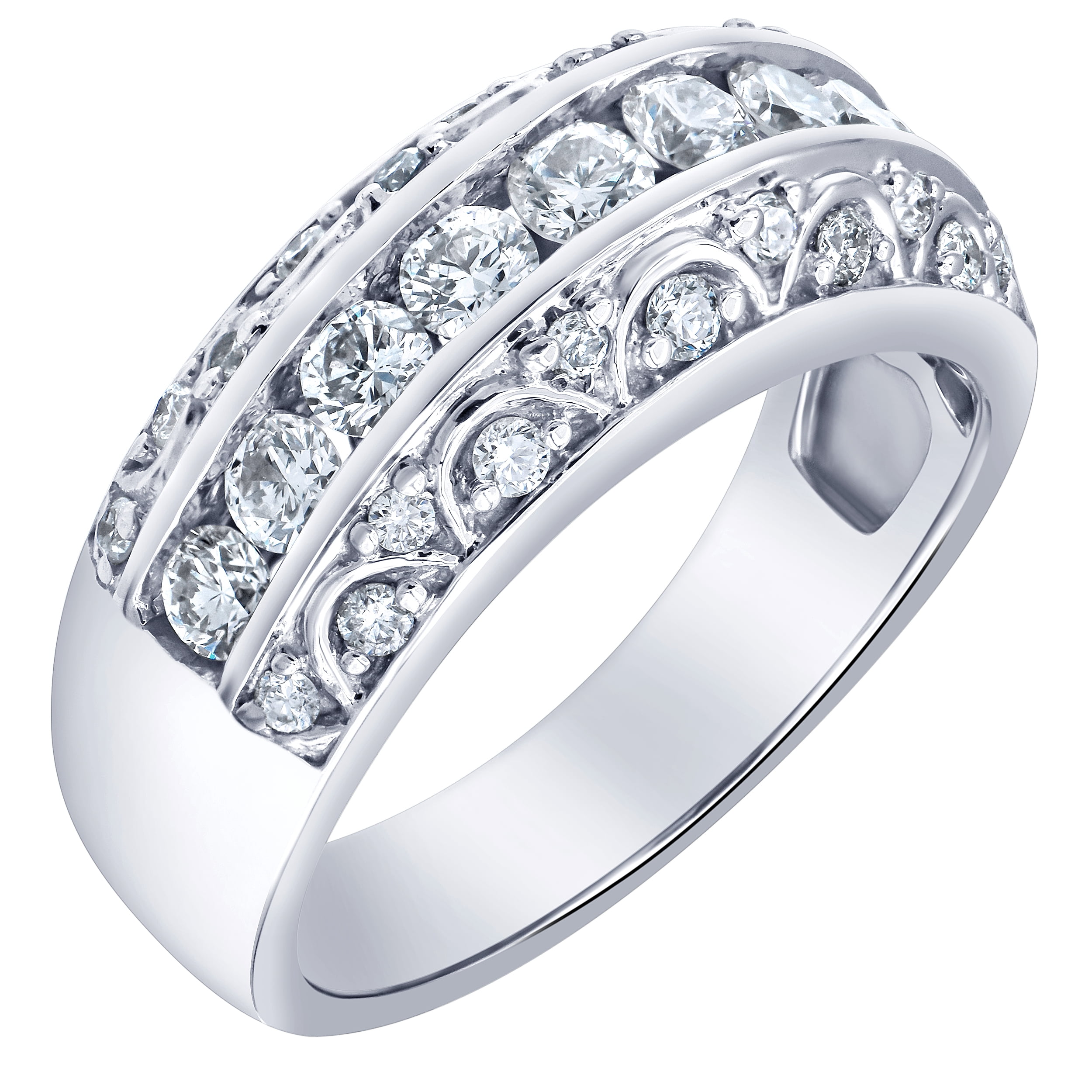 Arista 1.00 Carat T.W Lab Grown Diamond 3 Rows Women's Anniversary Ring in Sterling Silver (I, SI)