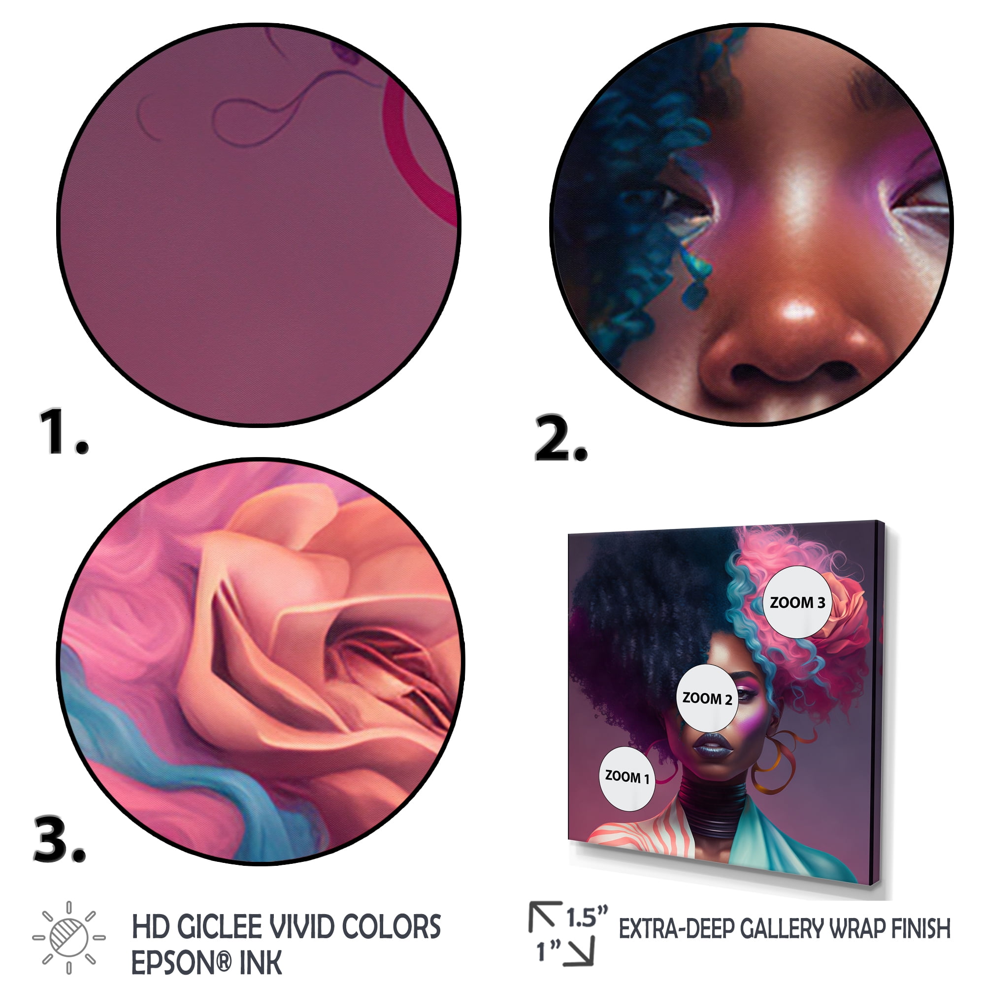 Designart Pink And Blue African American Woman I Canvas Wall Art