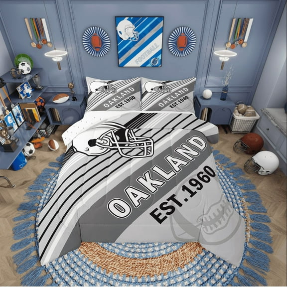Erosebridal Sport Football Comforter Sets,Stripes Comforters & Duvets,Room Decorative (Oakland),Reversible,Breathable,2pcs