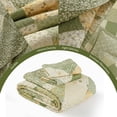 thumbnail image 5 of DUOHONG Floral Oversized Bedspreads King Size 128"W x 120"L - 100% Cotton Reversible California King Quilt with 2 Pillow Shams, Farmhouse Bedspread Lightweight Bedding Set, Green/Cream White, 5 of 14