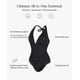 thumbnail image 4 of Traje de baño de una pieza Popilush Tummy Control con cuello en V negro para mujer, 4 of 6
