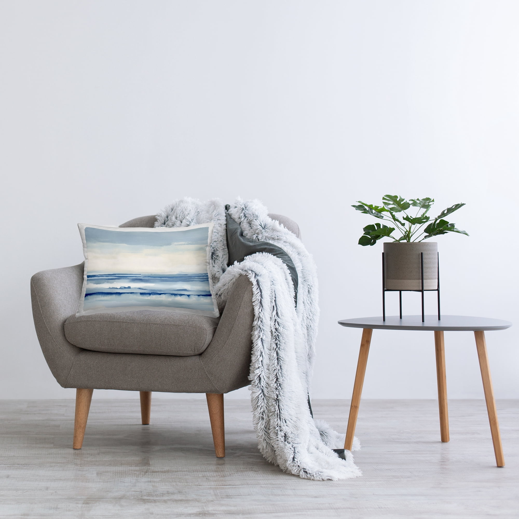 Stupell Industries Abstract Layered Beach Waves Decorative Printed Throw Pillow Design by Irena Orlov.