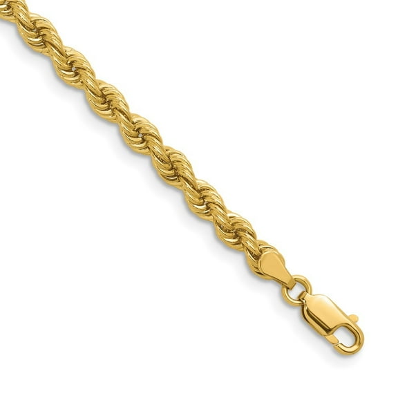 Auriga Fine Jewelry 14K Yellow Gold Polished 4 mm Solid Rope Chain Necklace for Women 18K"