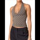 thumbnail image 1 of Tops Halter para Mujer, de Verano, con Escote en V Profundo, Sin Mangas, Color Negro, para Salir, Ropa Y2K Marrón L, 1 of 8
