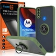thumbnail image 1 of CoverON For Motorola Moto E7 Power Case and Screen Protector, Ring Holder Kickstand Magnetic Mount Clear Hard Back Phone Cover Rubber Bumper, Army Green, 1 of 10
