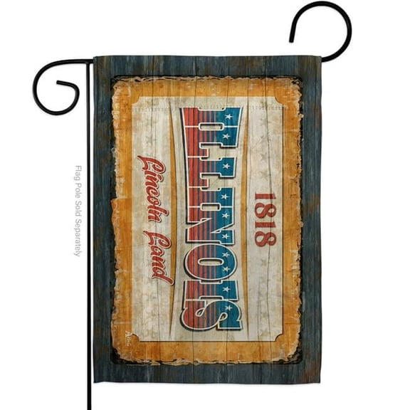 Americana Home & Garden G142958-BO 13 x 18.5 in. Illinois Vintage American State Garden Flag with Double-Sided Horizontal House Decoration Banner Yard Gift