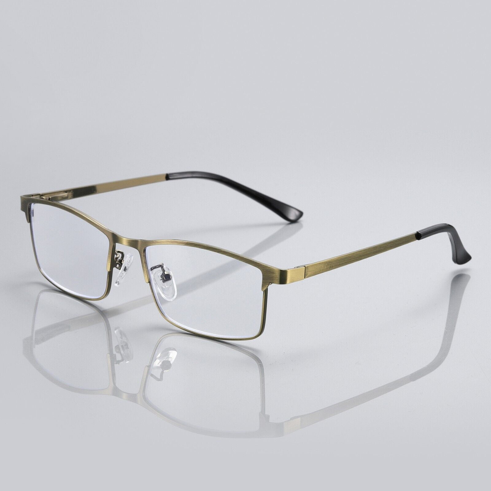 8 PK Brass Metal Frame Mens Reading Glasses Spring Hinge Blue Light Blocking Readers +1.75