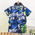 thumbnail image 2 of NIEWTR Kids Summer Outfits Toddler Boy Outfits 2T 3T 4T 5T Clothes Summer Kids Pattern Short Sleeve Button Down Shirt & Shorts Set(A1-Blue,18-24 Months), 2 of 7