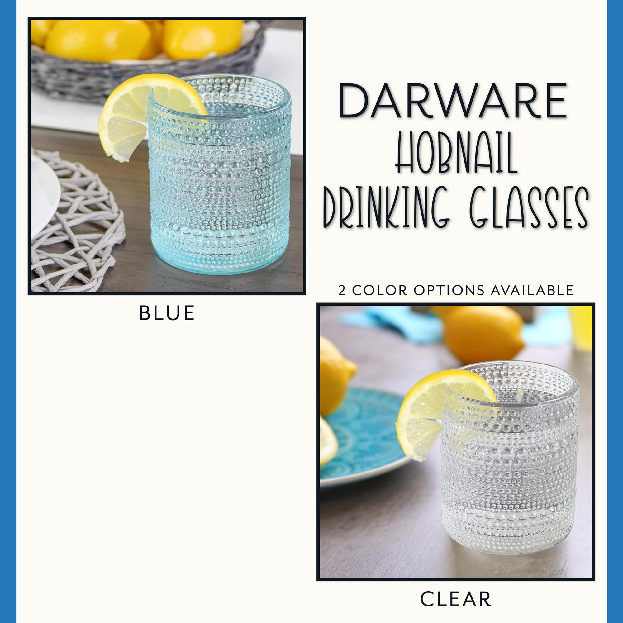 Bandesun Romantic Water Glasses, 12 oz Hobnail Drinking Glasses Set 6,  Embossed Vintage Glassware Set for