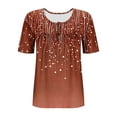 thumbnail image 6 of Tdoqot Womens Graphic Plus Size Shirts- Trendy Short Sleeve Pleats Casual Summer Tops Blouse Coffee Size XL, 6 of 6