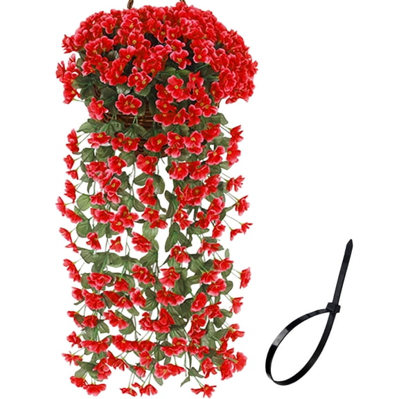 Sulaicai Artificial Hanging Flowers for Outdoors, Fake Hanging Plants Violet Vine - No Fade & UV Resistant for Home Indoor Outdoor Garden Patio Yard Room Porch Wedding Decoration (Red)