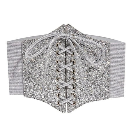 Organic Nursing Bra Women Bras Pack Glitter Belt Wide Elastic Elastic Waist With Dress Sub Shirt With Tie Rope Waist Seal Silver