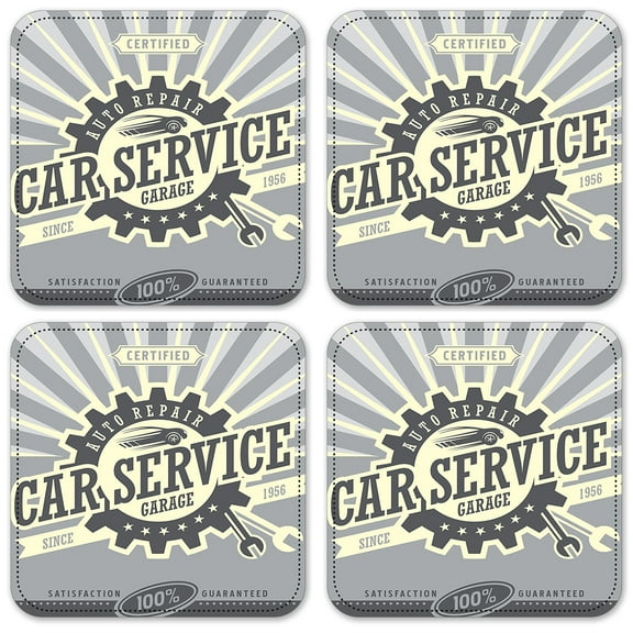 Vinyl Drink Coasters - Set of 4 - Car Service