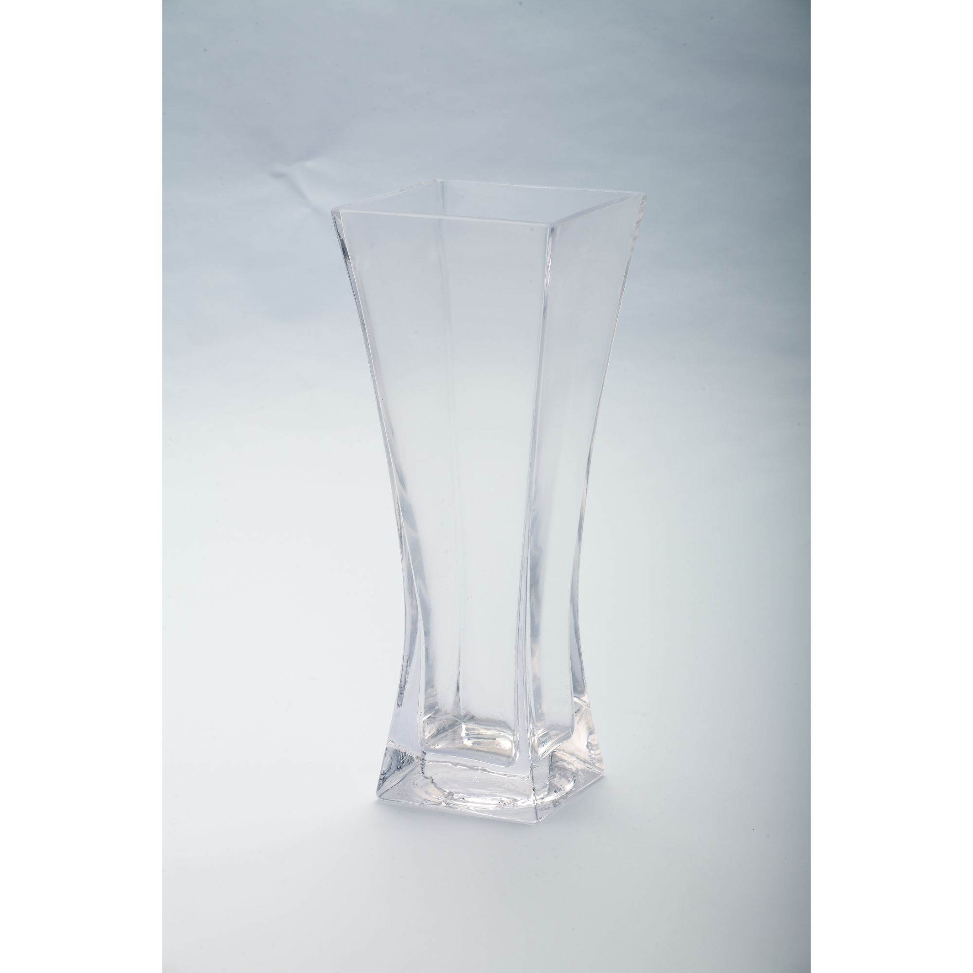 10" Clear Glass Square Flower Vase