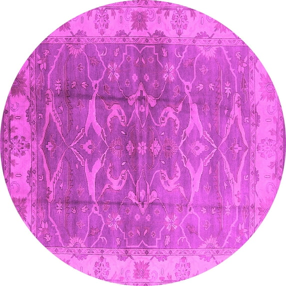 Ahgly Company Indoor Round Oriental Pink Industrial Area Rugs, 7' Round