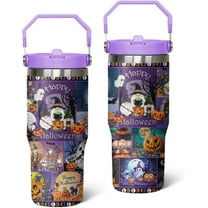 30 oz Halloween Tumbler Insulated Stainless Steel - Spooky Goth Ghost Travel Coffee Cup & Water Bottle, Witchy Goth Decor - Cute Ghost Gift For Mom, Dad, Sister - Spirit Halloween Cup