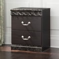 thumbnail image 2 of Ashley B264-92 Vachel Dark Brown Two Drawer Nightstand Faux Marble Top, 2 of 2