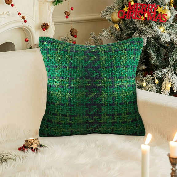 Surpdew Decorative Pillow Covers Christmas Throw Pillowcase Sofa Cushion Back Pillowcase Cushion Room Living Room Sofa Cushion Christmas Day Pillow Green
