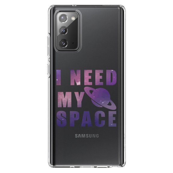 DistinctInk Clear Shockproof Hybrid Case for Samsung Galaxy Note 20 (6.7" Screen) - TPU Bumper Acrylic Back Tempered Glass Screen Protector - I Need My Space - Astronomy
