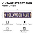 thumbnail image 2 of HOLLYWOOD BLVD Vintage Style Rustic Street Sign – California Boulevard CA Tinsel Town Retro Decorative Wall Sign for Home, Bar, Garage, or Outdoor Use | 4" X 18" Plastic Road Sign, 2 of 5