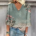 thumbnail image 4 of Blusa de Manga Corta Mujeres Cuello en V de Verano Impreso, Top Regular Casual Sexy para el Hogar Y el Uso Diario, 4 of 5