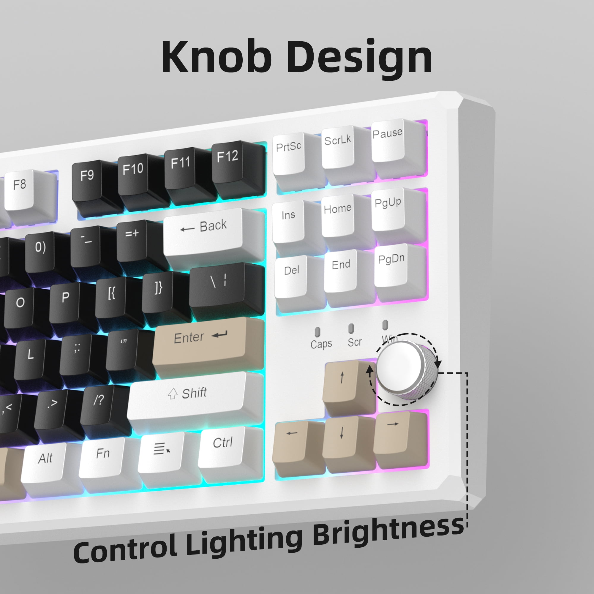 MageGee SKY87 Mechanical Wireless Keyboard Gasket 2.4G/USB/Bluetooth Rgb Pbt Side-Printed Hot Swap Custom Keyboard with Knob