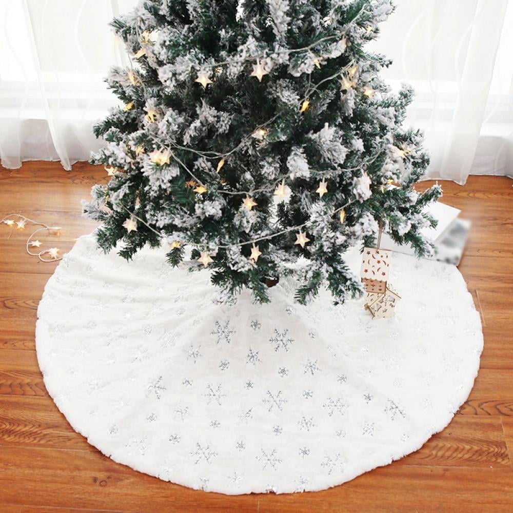 90cm Large Christmas Tree Skirt Faux Fur Home Xmas Floor OrnamentParty Decor 35"